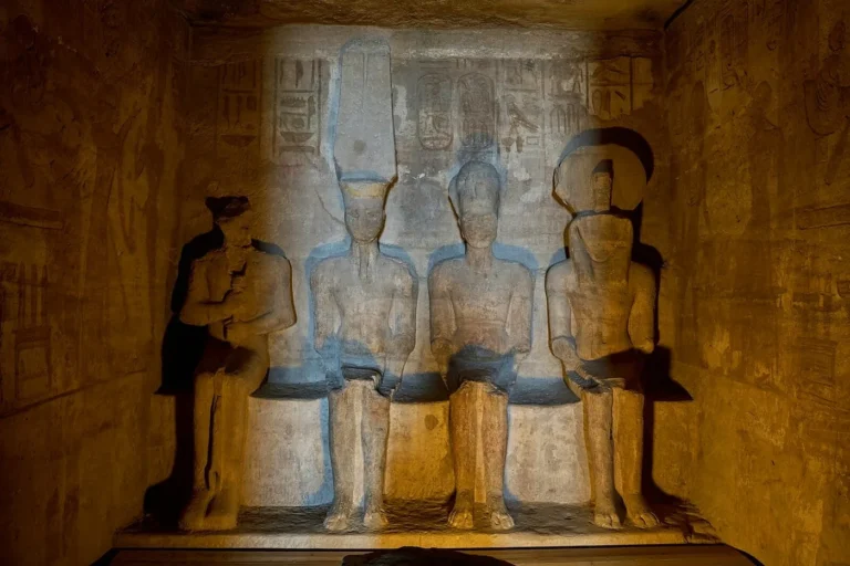 Four seated statues in the inner sanctuary of the Great Temple at Abu Simbel