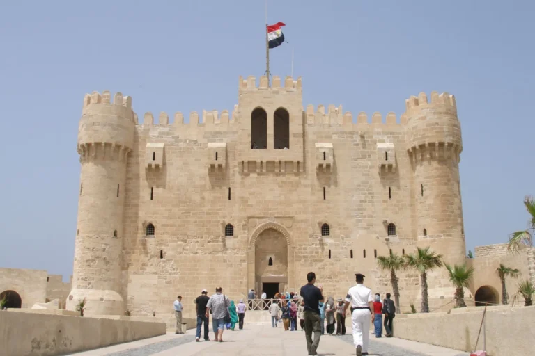 Main gate and towers of the Qaitbay Citadel in Alexandria